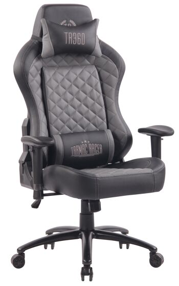 Chaise de bureau - Chaise de jeu - Oreiller - Ajustable - Cuir artificiel - Rouge / noir - 70x60x130 cm , SKU184 4