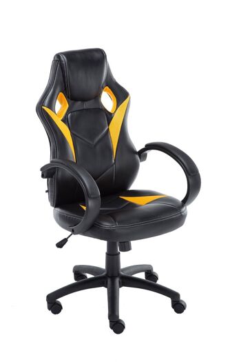 Chaise de jeu - Chaise de jeu - Design - Réglable en hauteur - Cuir artificiel - Noir/jaune - 62x66x120 cm, SKU192 5