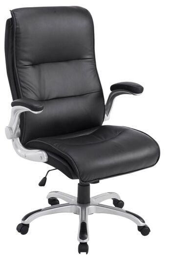 Chaise de bureau - Chaise de bureau ergonomique - XXL - Rembourrée - Cuir artificiel - Gris - 51x52x116 cm , SKU201 1