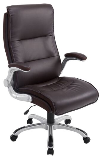 Chaise de bureau - Chaise de bureau ergonomique - XXL - Rembourrée - Cuir artificiel - Gris - 51x52x116 cm , SKU201 4