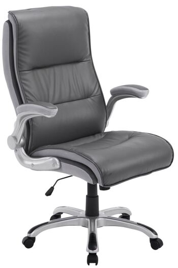 Chaise de bureau - Chaise de bureau ergonomique - XXL - Rembourrée - Cuir artificiel - Gris - 51x52x116 cm , SKU201 6