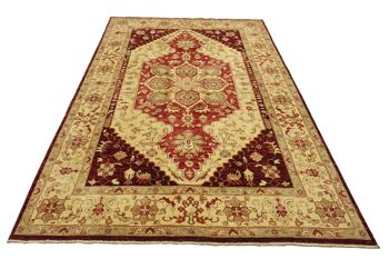 Tapis Afghan Chobi Ziegler 303x198 noué main 200x300 motif miroir beige, poils courts 2