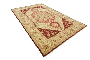 Tapis Afghan Chobi Ziegler 303x198 noué main 200x300 motif miroir beige, poils courts 4