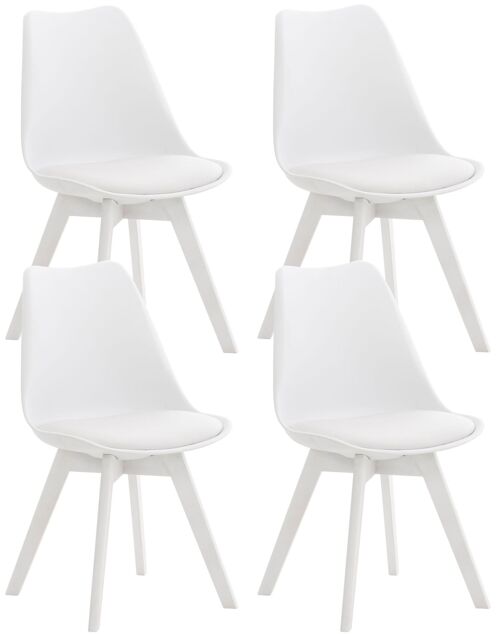 Set van 4 stoelen - Eetkamerstoelen - Stevig kunststof - Wit , SKU227