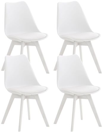 Ensemble de 4 chaises - Chaises de salle à manger - Plastique robuste - Blanc, SKU227