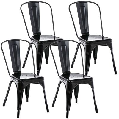 Set van 4 stoelen - Stoelen set - Praktisch - Metaal - Zwart , SKU235