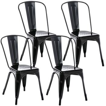 Lot de 4 chaises - Lot de chaises - Pratique - Métal - Noir , SKU238 1