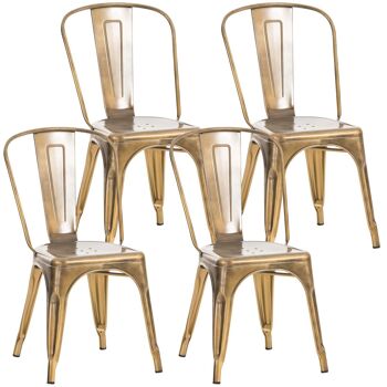 Lot de 4 chaises - Lot de chaises - Pratique - Métal - Noir , SKU238 3