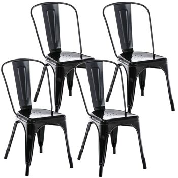 Lot de 4 chaises - Lot de chaises - Pratique - Métal - Noir , SKU240 1