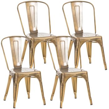 Lot de 4 chaises - Lot de chaises - Pratique - Métal - Noir , SKU240 3
