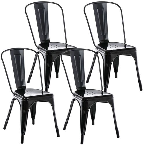 Set van 4 stoelen - Stoelen set - Praktisch - Metaal - Zwart , SKU242