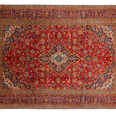 Persian Keshan 390x277 hand-knotted carpet 280x390 red oriental short pile Orient rug