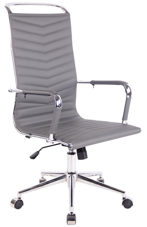 Bureaustoel - Bureaustoelen voor volwassenen - Hoge rugleuning - In hoogte verstelbaar - Kunstleer - Grijs - 57x65x120 cm , SKU245