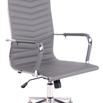 Bureaustoel - Bureaustoelen voor volwassenen - Hoge rugleuning - In hoogte verstelbaar - Kunstleer - Grijs - 57x65x120 cm , SKU245
