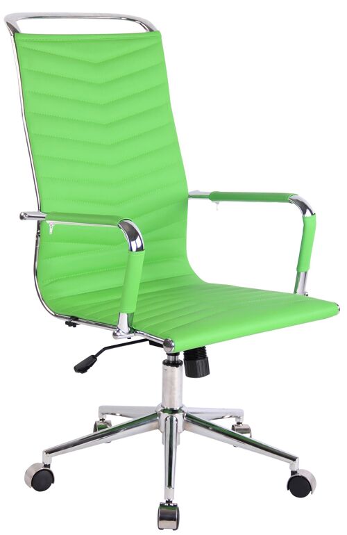 Bureaustoel - Bureaustoelen voor volwassenen - Hoge rugleuning - In hoogte verstelbaar - Kunstleer - Groen - 57x65x120 cm , SKU246