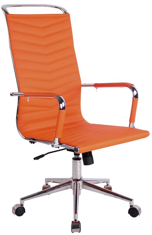 Bureaustoel - Bureaustoelen voor volwassenen - Hoge rugleuning - In hoogte verstelbaar - Kunstleer - Oranje - 57x65x120 cm , SKU247