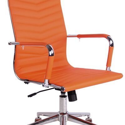 Bureaustoel - Bureaustoelen voor volwassenen - Hoge rugleuning - In hoogte verstelbaar - Kunstleer - Oranje - 57x65x120 cm , SKU247