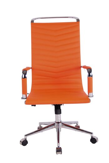 Chaise de bureau - Chaises de bureau pour adultes - Dossier haut - Réglable en hauteur - Cuir artificiel - Orange - 57x65x120 cm , SKU247 2