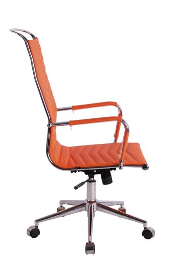 Chaise de bureau - Chaises de bureau pour adultes - Dossier haut - Réglable en hauteur - Cuir artificiel - Orange - 57x65x120 cm , SKU247 3