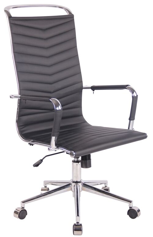 Bureaustoel - Bureaustoelen voor volwassenen - Hoge rugleuning - In hoogte verstelbaar - Kunstleer - Zwart - 57x65x120 cm , SKU249