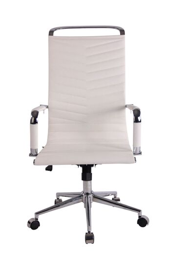 Chaise de bureau - Chaises de bureau pour adultes - Dossier haut - Réglable en hauteur - Cuir artificiel - Blanc - 57x65x120 cm , SKU250 2