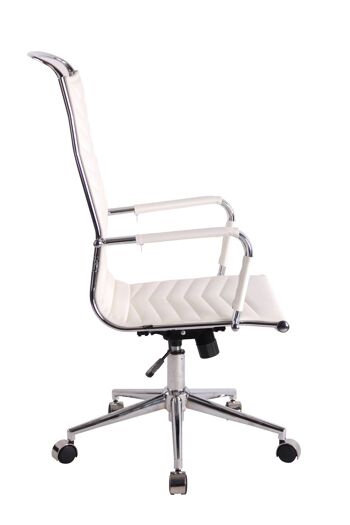 Chaise de bureau - Chaises de bureau pour adultes - Dossier haut - Réglable en hauteur - Cuir artificiel - Blanc - 57x65x120 cm , SKU250 3