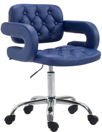 Chaise de bureau - Tabouret de bar - Chesterfield - Hauteur réglable - Cuir artificiel - Blanc - 62x55x90 cm , SKU251 1