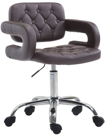 Chaise de bureau - Tabouret de bar - Chesterfield - Hauteur réglable - Cuir artificiel - Blanc - 62x55x90 cm , SKU251 2