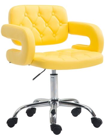 Chaise de bureau - Tabouret de bar - Chesterfield - Hauteur réglable - Cuir artificiel - Blanc - 62x55x90 cm , SKU251 4