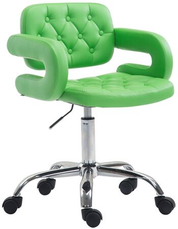 Chaise de bureau - Tabouret de bar - Chesterfield - Hauteur réglable - Cuir artificiel - Blanc - 62x55x90 cm , SKU251 6
