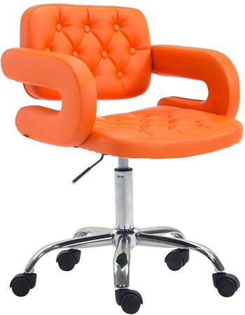 Chaise de bureau - Tabouret de bar - Chesterfield - Hauteur réglable - Cuir artificiel - Blanc - 62x55x90 cm , SKU251 7