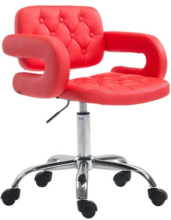 Chaise de bureau - Tabouret de bar - Chesterfield - Hauteur réglable - Cuir artificiel - Blanc - 62x55x90 cm , SKU251 8
