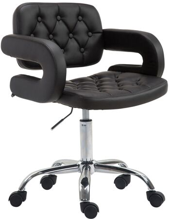 Chaise de bureau - Tabouret de bar - Chesterfield - Hauteur réglable - Cuir artificiel - Blanc - 62x55x90 cm , SKU251 9