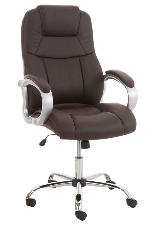 Bureaustoel - Ergonomische bureaustoel - Design - Hoofdkussen - In hoogte verstelbaar - Kunstleer - Bruin - 66x70x122 cm , SKU263