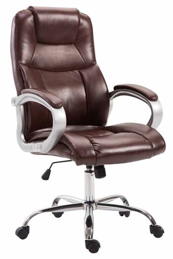 Chaise de bureau - Chaise de bureau ergonomique - Design - Oreiller - Réglable en hauteur - Cuir artificiel - Marron - 66x70x122 cm , SKU267 7