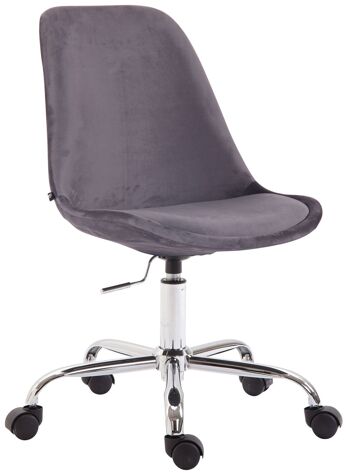 Chaise de bureau - Chaise - Design scandinave - Hauteur réglable - Velours - Noir - 48x54x91 cm , SKU272 7