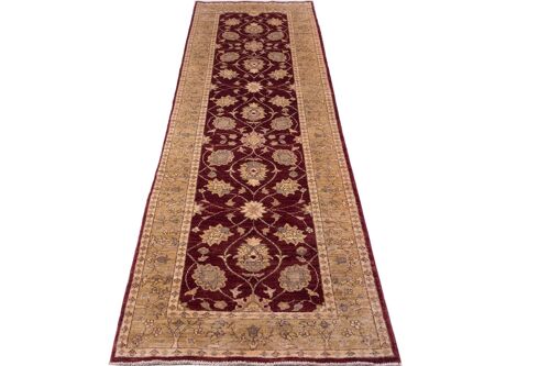 Afghan Chobi Ziegler 266x89 Handgeknüpft Teppich 90x270 Läufer Rot Orientalisch