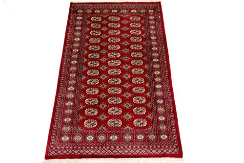 Pakistan Buchara 190x123 Handgeknüpft Teppich 120x190 Rot Geometrisch Muster Kurzflor