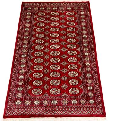 Pakistan Bukhara 190x123 alfombra anudada a mano 120x190 patrón geométrico rojo, pelo corto