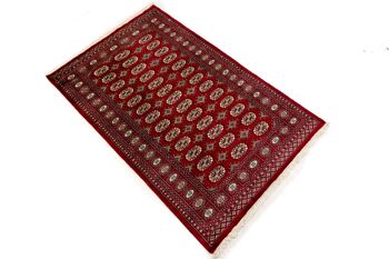 Tapis Pakistan Boukhara 190x123 noué main 120x190 motif géométrique rouge, poils ras 2