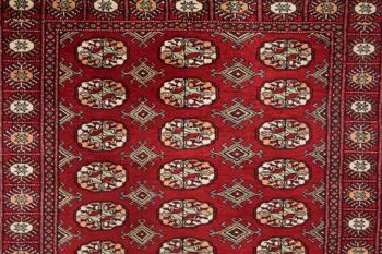 Tapis Pakistan Boukhara 190x123 noué main 120x190 motif géométrique rouge, poils ras 4