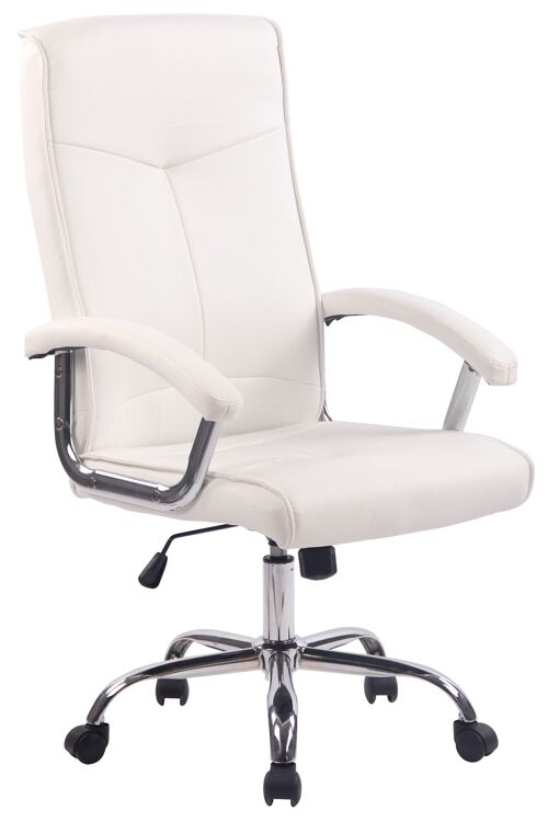 Bureaustoel - Bureaustoelen voor volwassenen - Design - Ergonomisch - In hoogte verstelbaar - Kunstleer - Wit - 66x69x121 cm , SKU289