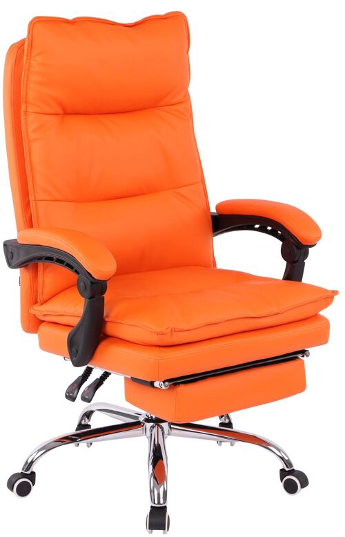 Bureaustoel - Bureaustoelen voor volwassenen - Design - Voetensteun - Gewatteerd - Kunstleer - Oranje - 67x84x125 cm , SKU294