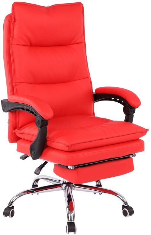 Bureaustoel - Bureaustoelen voor volwassenen - Design - Voetensteun - Gewatteerd - Kunstleer - Rood - 67x84x125 cm , SKU295