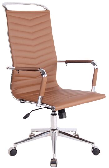 Chaise de bureau - Chaises de bureau pour adultes - Dossier haut - Réglable en hauteur - Cuir artificiel - Marron - 57x65x120 cm , SKU298 1