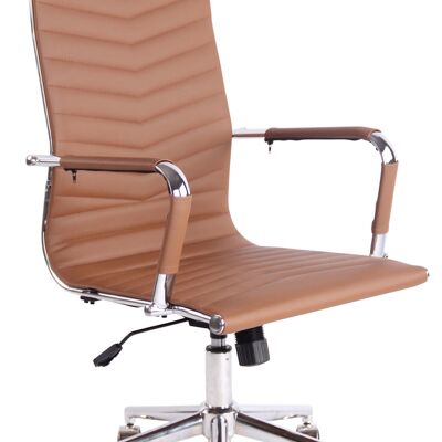 Bureaustoel - Bureaustoelen voor volwassenen - Hoge rugleuning - In hoogte verstelbaar - Kunstleer - Bruin - 57x65x120 cm , SKU298