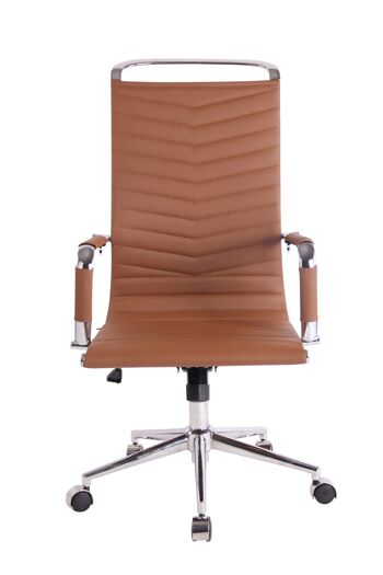 Chaise de bureau - Chaises de bureau pour adultes - Dossier haut - Réglable en hauteur - Cuir artificiel - Marron - 57x65x120 cm , SKU298 2
