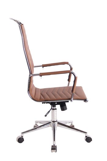Chaise de bureau - Chaises de bureau pour adultes - Dossier haut - Réglable en hauteur - Cuir artificiel - Marron - 57x65x120 cm , SKU298 3