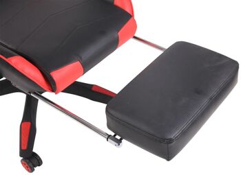 Chaise de bureau - Cuir artificiel - Chaise avec fonction inclinable / repose-pieds - Noir / Rouge - 49x70x141 cm, SKU314 5