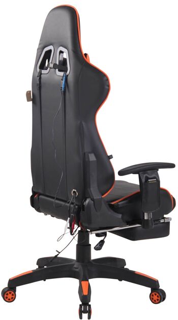 Chaise de bureau - Cuir artificiel - Chaise avec fonction inclinable / repose-pieds - Noir/Orange - 49x70x141 cm, SKU315 3